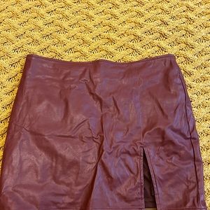 Leather skirt with slit